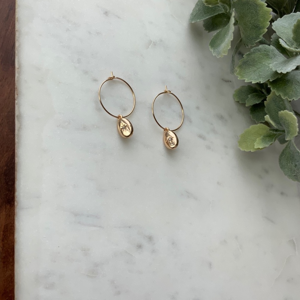 The Karlin - Celestial Mini Oval Charm Earrings - Picture 2 of 3